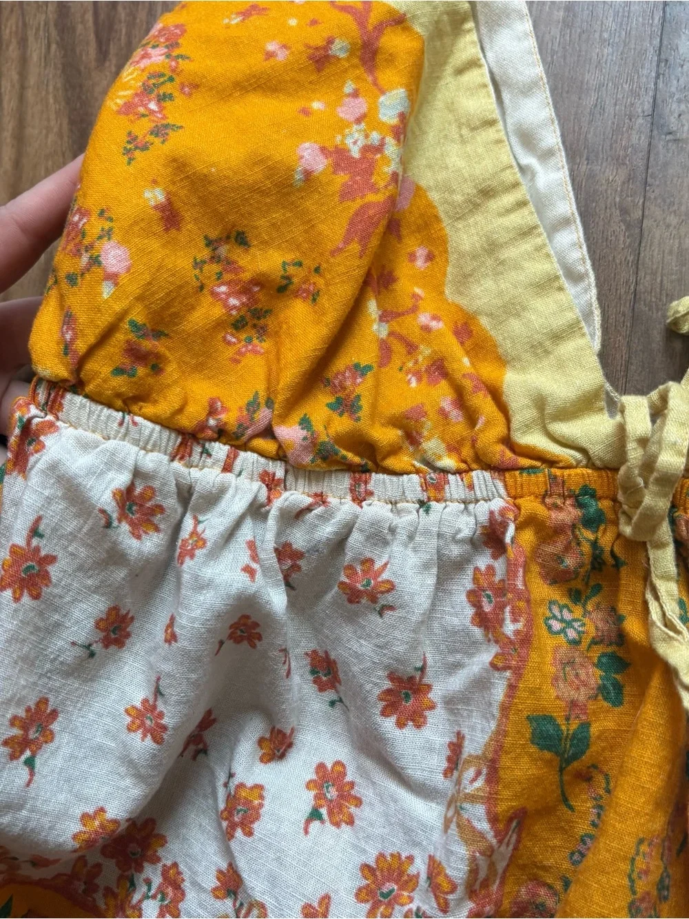 Free People sunflower floral halter babydoll top